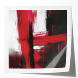 Modern Abstract Wall Art – Bold Red & Black Minimalist Canvas Print
