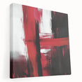 Modern Abstract Wall Art – Bold Red & Black Minimalist Canvas Print