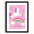 Magical Unicorn & Rainbow Girls Room Wall Art - Kids Fantasy Decor