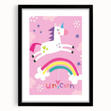 Magical Unicorn & Rainbow Girls Room Wall Art - Kids Fantasy Decor