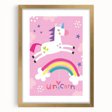 Magical Unicorn & Rainbow Girls Room Wall Art - Kids Fantasy Decor