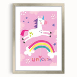 Magical Unicorn & Rainbow Girls Room Wall Art - Kids Fantasy Decor