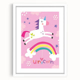 Magical Unicorn & Rainbow Girls Room Wall Art - Kids Fantasy Decor