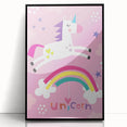 Magical Unicorn & Rainbow Girls Room Wall Art - Kids Fantasy Decor
