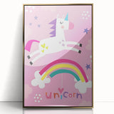 Magical Unicorn & Rainbow Girls Room Wall Art - Kids Fantasy Decor