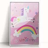 Magical Unicorn & Rainbow Girls Room Wall Art - Kids Fantasy Decor