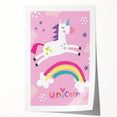 Magical Unicorn & Rainbow Girls Room Wall Art - Kids Fantasy Decor