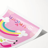 Magical Unicorn & Rainbow Girls Room Wall Art - Kids Fantasy Decor