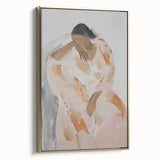 Abstract figurative framed canvas artwork displaying a gold side view, showcasing intricate design elements and textures, perfect for modern home décor.