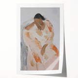 Abstract figurative rolled print showcasing vibrant colors and dynamic shapes, ideal for modern home decor. Packaged securely in a protective cardboard tube.