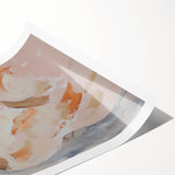 Abstract figurative art print showcasing vibrant colors and flowing shapes, rolled and protected in a sturdy cardboard tube, ideal for modern home decor.