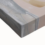 Close-up view of an abstract figurative stretched canvas artwork, showcasing vibrant colors and intricate textures, perfect for modern home decor.