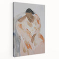 Stretched canvas artwork showcasing an abstract figurative design with vibrant colors and bold shapes, ideal for modern home decor or art collectors.