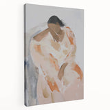 Stretched canvas artwork showcasing an abstract figurative design with vibrant colors and bold shapes, ideal for modern home decor or art collectors.
