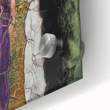 Close-up of an abstract floral design on acrylic glass, showcasing vibrant colors and intricate patterns, ideal for modern home decor or artistic displays.