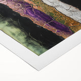 Abstract floral design on rolled canvas showcasing vibrant colors and intricate patterns, perfect for modern home decor. Packaged securely in a protective tube for safe delivery.