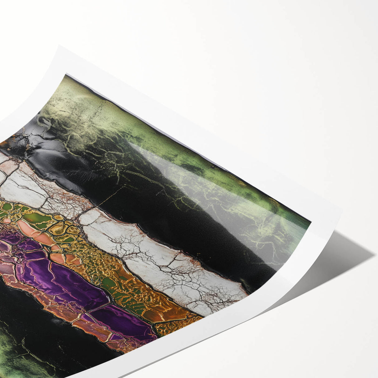 Abstract floral rolled print showcasing vibrant colors and intricate designs, perfect for home decor. Packaged securely in a durable cardboard tube for easy shipping.