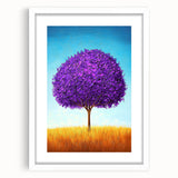 Abstract landscape artwork framed with a white mat, showcasing vibrant colors and dynamic shapes, perfect for modern home decor or office spaces.