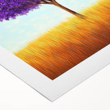 Abstract landscape artwork on rolled canvas showcasing vibrant hues of blue and green with textured brushstrokes, ideal for modern home decor.