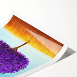 Abstract landscape rolled print showcasing vibrant hues of blue and green with dynamic brush strokes, elegantly packaged in a protective cardboard tube for easy display. This artwork enhances modern home decor with its captivating design and vivid color palette, making it a perfect addition to any art collection.