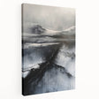 Abstract minimalist wall art on stretched canvas showcasing soft pastel colors and geometric shapes, viewed from the side to highlight its depth and texture. Ideal for modern home decor, adding a touch of sophistication and creativity to any space.