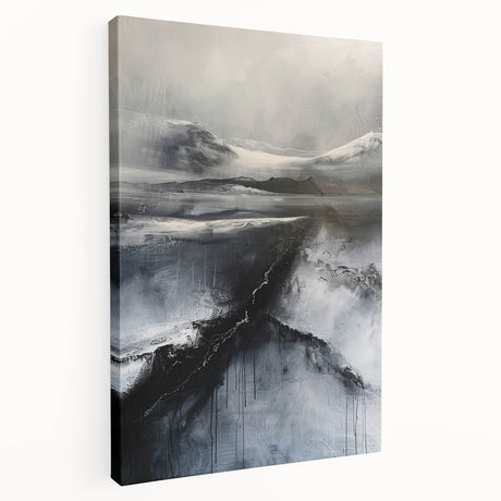 Abstract minimalist wall art on stretched canvas showcasing soft pastel colors and geometric shapes, viewed from the side to highlight its depth and texture. Ideal for modern home decor, adding a touch of sophistication and creativity to any space.