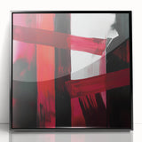 Large Modern Abstract Wall Art – Bold Red & Black Canvas Print