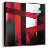 Large Modern Abstract Wall Art – Bold Red & Black Canvas Print