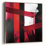 Large Modern Abstract Wall Art – Bold Red & Black Canvas Print