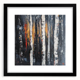 Abstract floral frame artwork with a sleek black mat, showcasing vibrant colors and intricate designs, perfect for modern home decor or office spaces.