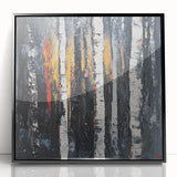 Framed acrylic artwork showcasing vibrant abstract floral designs in a modern black frame, perfect for enhancing contemporary home decor.