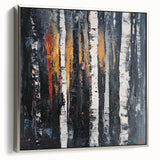 Framed canvas artwork showcasing an abstract floral design in vibrant colors, featuring a sleek silver frame. Ideal for modern home decor and enhancing interior spaces.