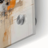 Close-up of abstract minimalist wall art displayed on acrylic glass, showcasing fluid shapes in soft pastel colors, perfect for modern interior decor.