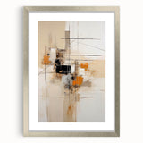 Abstract minimalist wall art framed in silver, featuring soft colors and geometric shapes, designed to enhance modern home decor and create an elegant atmosphere.