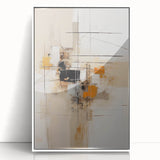 Abstract minimalist wall art framed in white acrylic, showcasing a modern design perfect for contemporary decor, enhancing any living space with elegance.