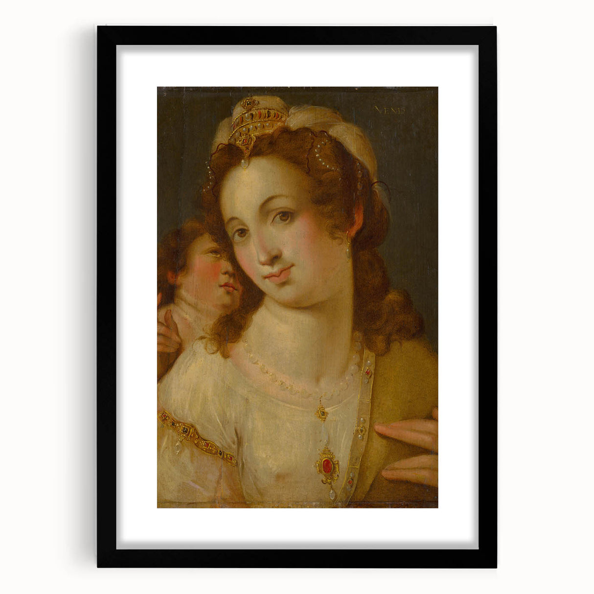 Baroque Portrait Wall Art – Venus with Cherub Elegance