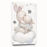 Sleeping Bunny & Baby Girls Room Wall Art - Nursery Cloud Decor