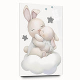 Sleeping Bunny & Baby Girls Room Wall Art - Nursery Cloud Decor
