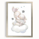 Sleeping Bunny & Baby Girls Room Wall Art - Nursery Cloud Decor