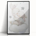 Sleeping Bunny & Baby Girls Room Wall Art - Nursery Cloud Decor