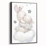 Sleeping Bunny & Baby Girls Room Wall Art - Nursery Cloud Decor