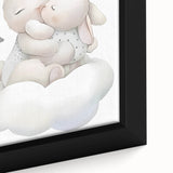 Sleeping Bunny & Baby Girls Room Wall Art - Nursery Cloud Decor