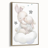 Sleeping Bunny & Baby Girls Room Wall Art - Nursery Cloud Decor