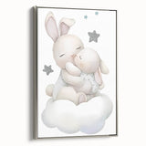 Sleeping Bunny & Baby Girls Room Wall Art - Nursery Cloud Decor