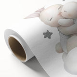 Sleeping Bunny & Baby Girls Room Wall Art - Nursery Cloud Decor