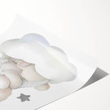 Sleeping Bunny & Baby Girls Room Wall Art - Nursery Cloud Decor