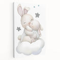 Sleeping Bunny & Baby Girls Room Wall Art - Nursery Cloud Decor