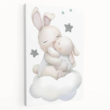 Sleeping Bunny & Baby Girls Room Wall Art - Nursery Cloud Decor
