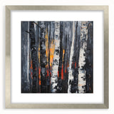 Abstract floral frame artwork in a silver mat, showcasing vibrant colors and intricate designs, perfect for enhancing modern decor or gallery walls.