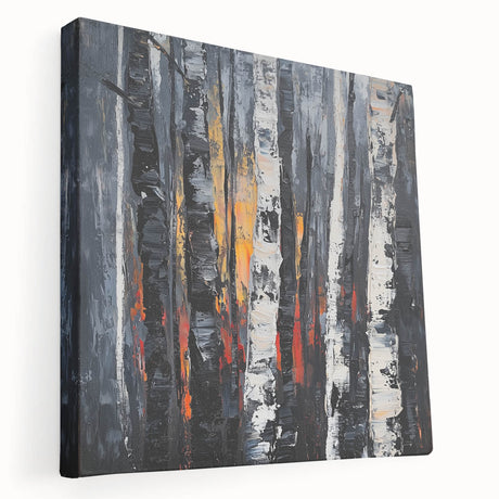 Stretched canvas featuring an abstract floral design in vibrant colors, showcasing intricate patterns and textures, ideal for modern home decor and artistic spaces.